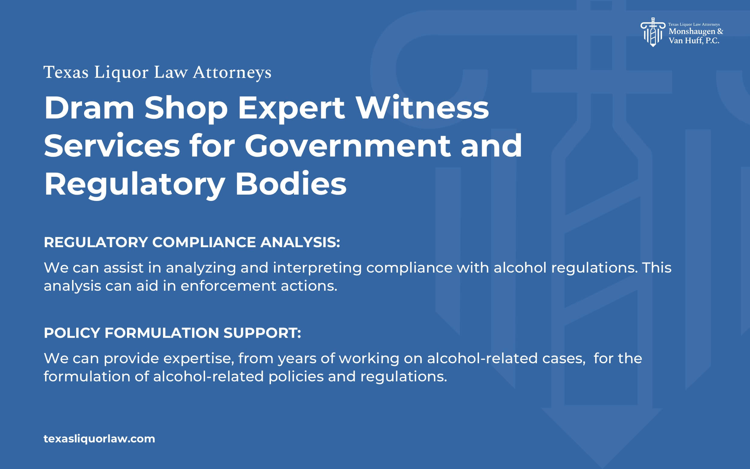 Dram Shop Expert Witness Services For Government and Regulatory Bodies
