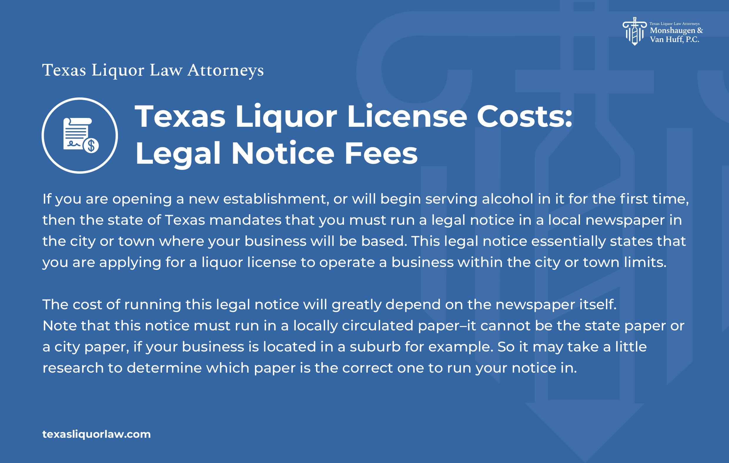 Legal Notice Fees Texas Liquor License Costs